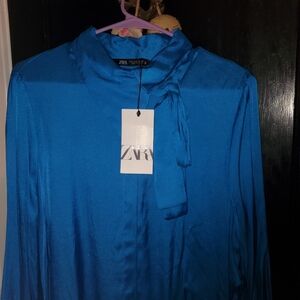 ZARA WOMEN'S GORGEOUS SHADE OF BLUE BLOUSE SIZE XL NEW